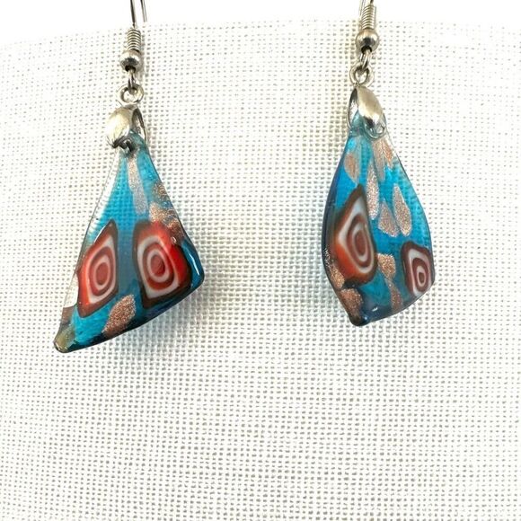 Blue glass drop earrings - Picture 5 of 8